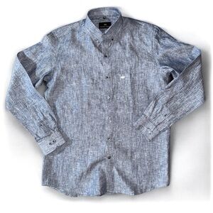 FRENCH CROWN Men's Blue Button-Down‎ Shirt Size Medium